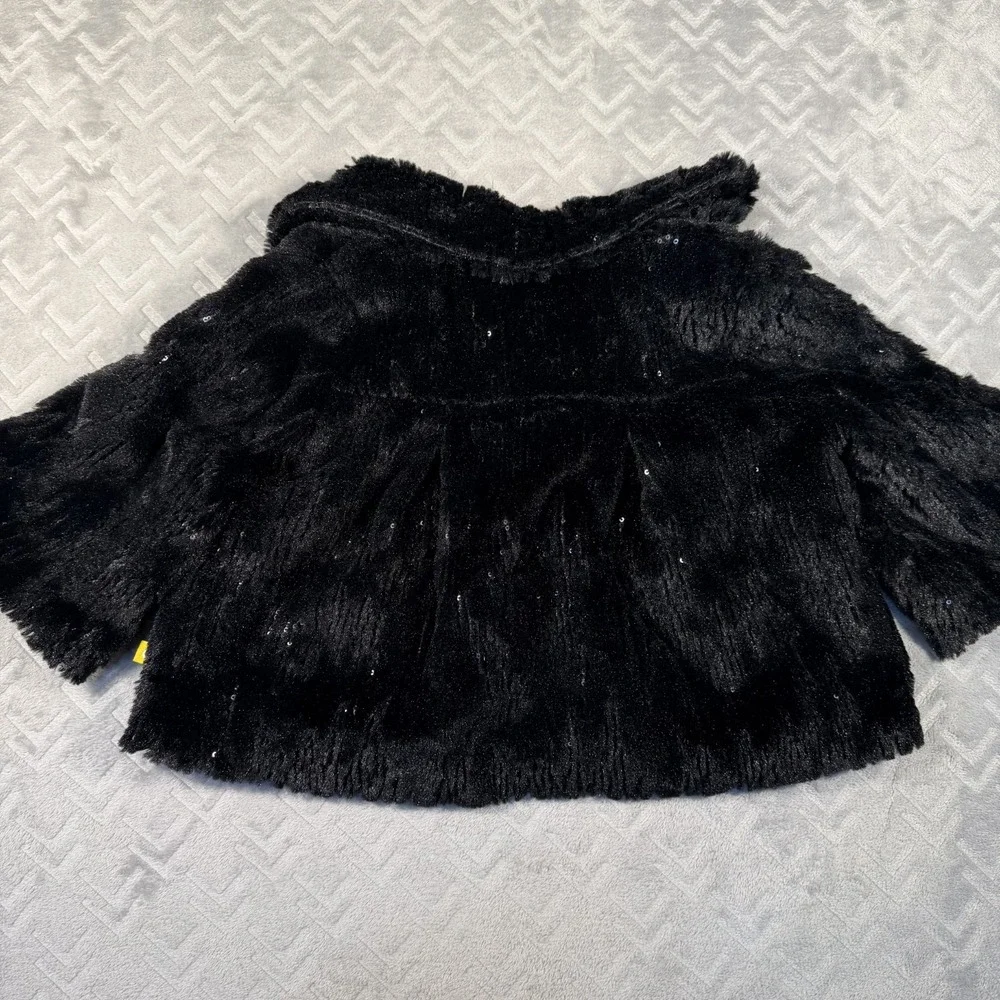 Peace of Cake Faux Fur Jacket Black Girls Size S 4–6X Soft‎ Plush Coat